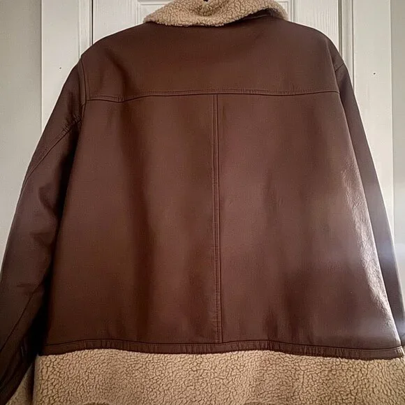 🧥 Universal Thread Faux Leather Sherpa Aviator Jacket | XXL - Picture 5 of 8